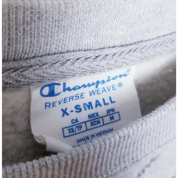 CHAMPION Reverse Weave Cotton Blend Gray Logo Crop Sweatshirt - Size X-Small - Picture 6 of 8